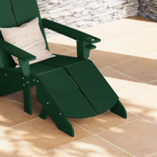 Riviera Modern HDPE Plastic Folding Patio Adirondack Ottoman