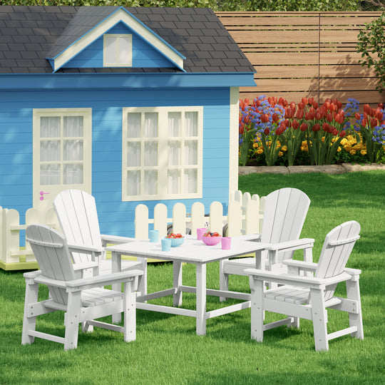 Malibu Kids 5-Piece HDPE Outdoor Square Patio Dining Table and Chairs Set