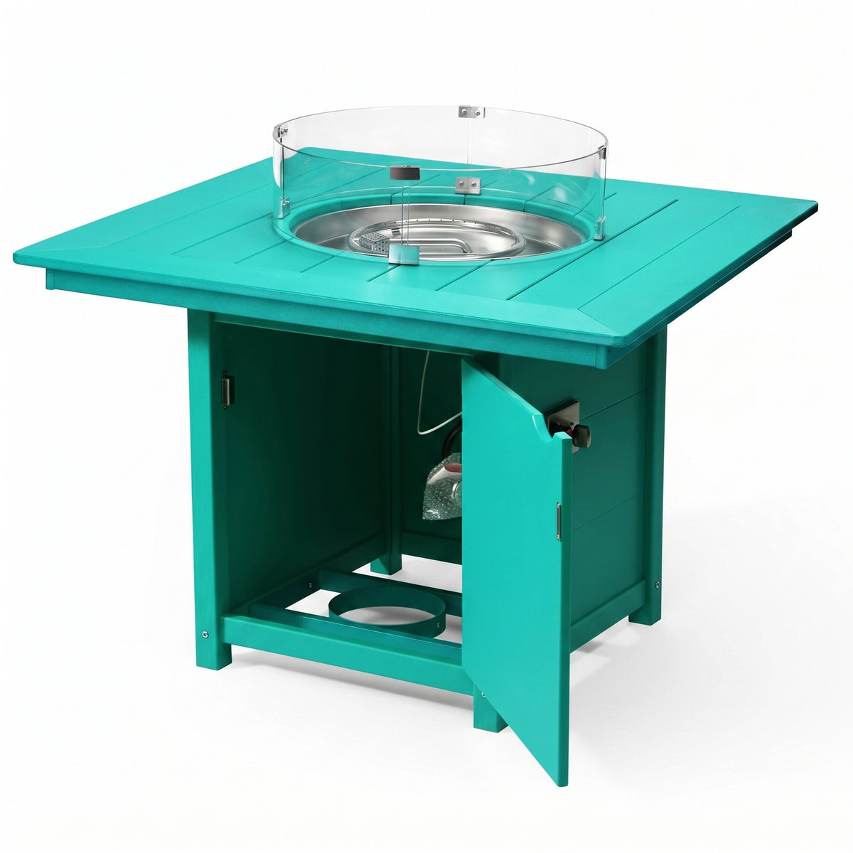 Helios Modern Outdoor Patio Propane 42" Square Fire Pit Table
