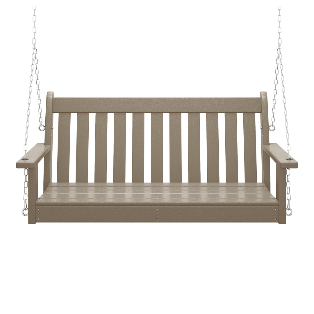 Malibu Outdoor Patio HDPE Hanging Front Porch Swing Bench