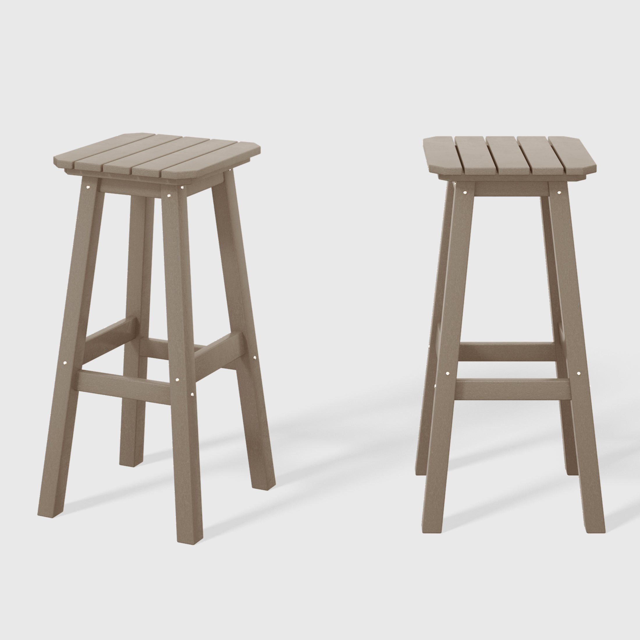 Malibu 29" HDPE Outdoor Patio Square Bar Stools (Set of 2)