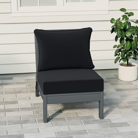 Avalon Outdoor HDPE Deep Seating Modular Armless Patio Chair with Patio Cushions