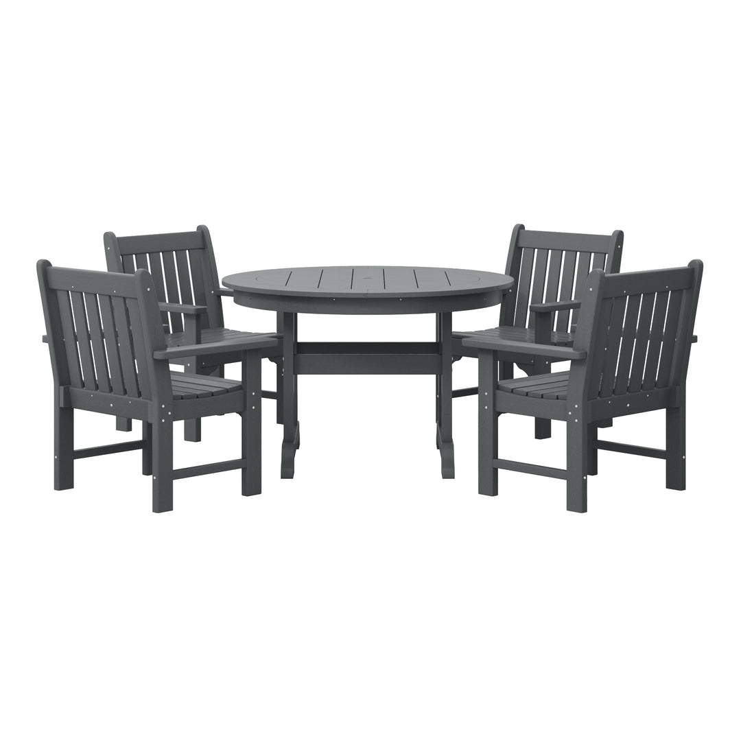 Malibu 5-Piece HDPE Outdoor Patio Chair and Round Table Dining Set