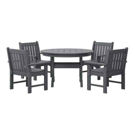 Malibu 5-Piece HDPE Outdoor Patio Chair and Round Table Dining Set