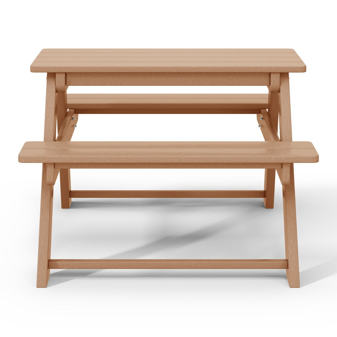 Malibu Outdoor Patio Kids HDPE Plastic Picnic Bench Table