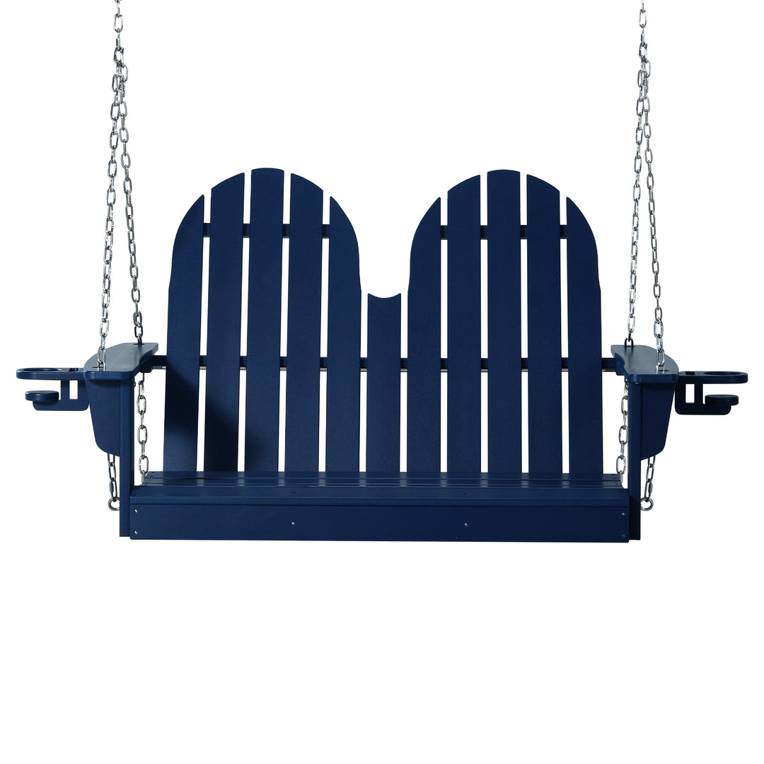 St. Augustine 4ft Outdoor HDPE Poly Farmhouse Hanging Porch Swing With Cup Holders