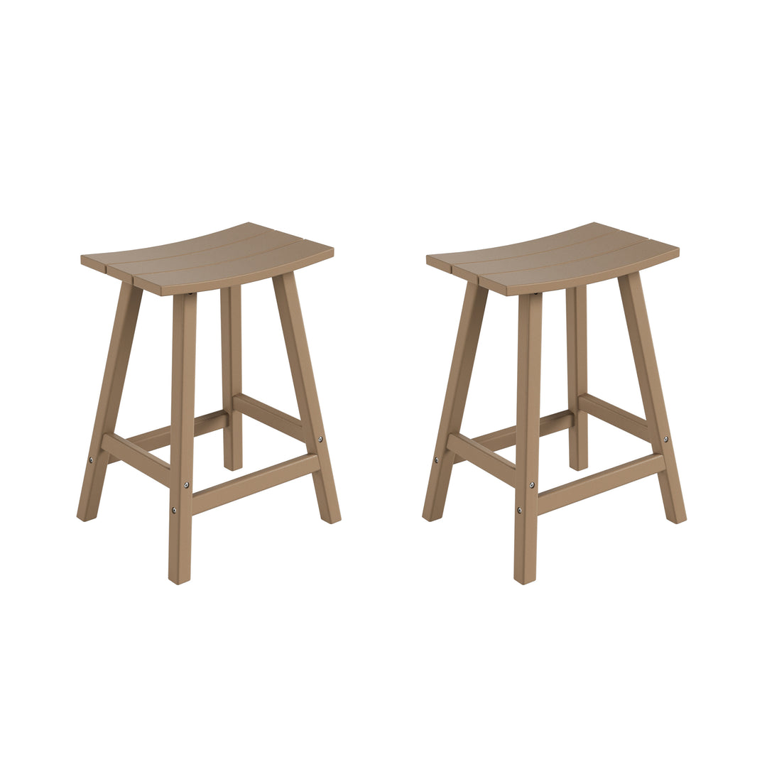 Malibu 2 piece set of 24" height Outdoor / Patio Saddle bar stools