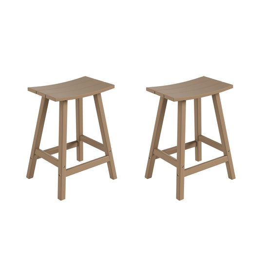 Malibu 2 piece set of 24" height Outdoor / Patio Saddle bar stools