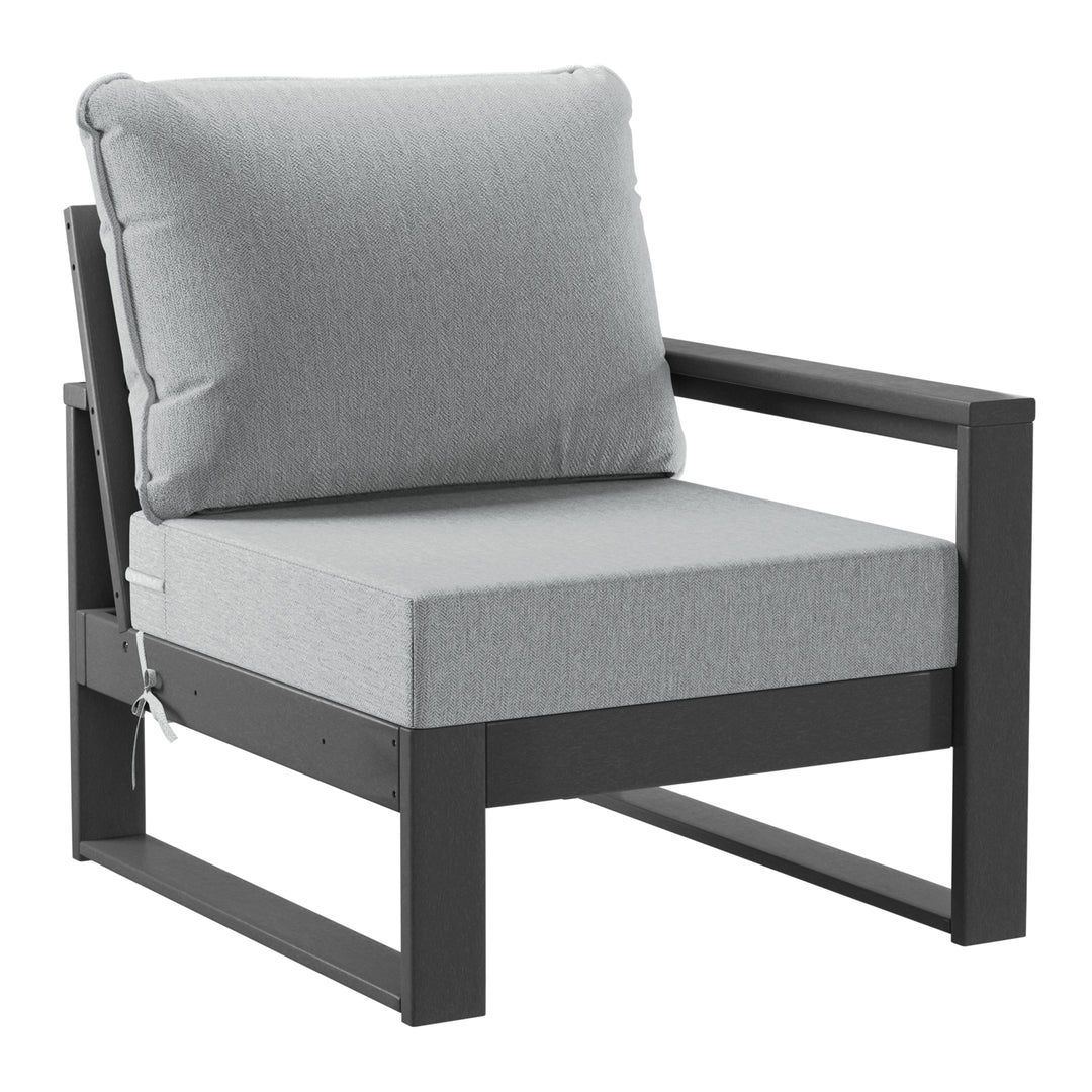 Montara 8-Piece Modern HDPE Outdoor Patio Furniture Conversation Set with Coffee Table and Ottomans