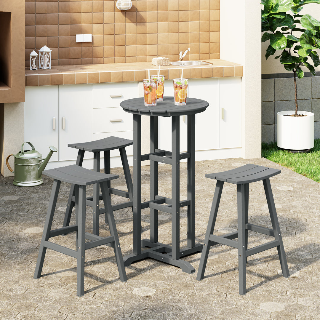 Malibu Outdoor Patio Bar Height Table and Bar Stool 3-Piece Set