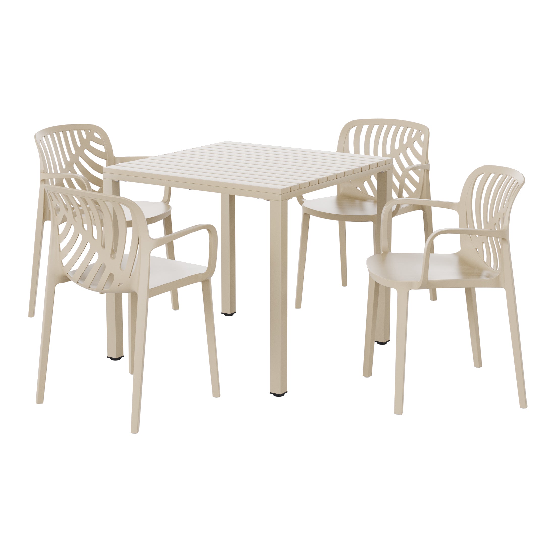 Playa 5-Piece Outdoor Square Dining Table Patio Set with Stackable Patio Dining Chairs