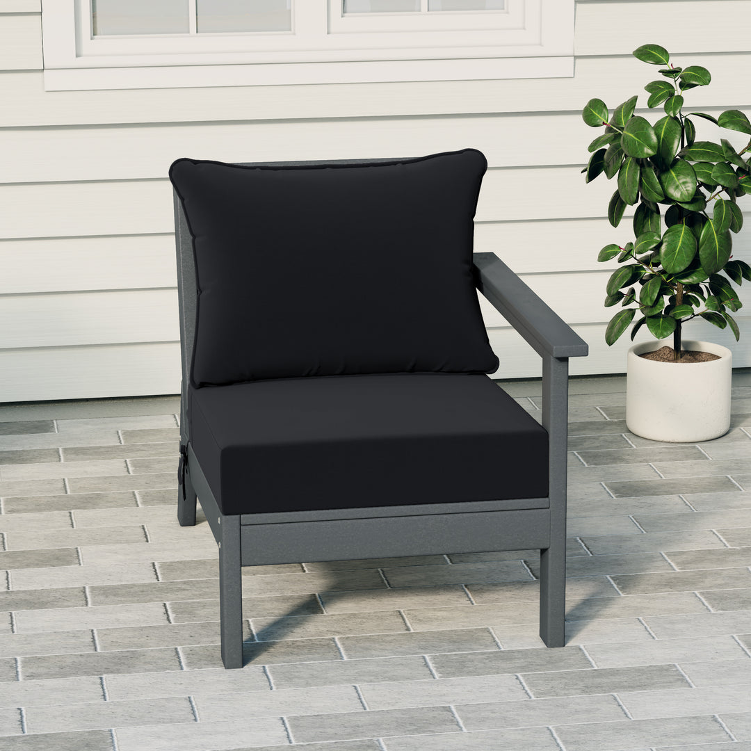 Avalon Outdoor Patio HDPE Right Arm Sectional Corner Club Chair with Patio Cushions