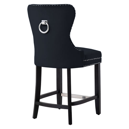 Wordford 24" Tufted Velvet Counter Stool, Black