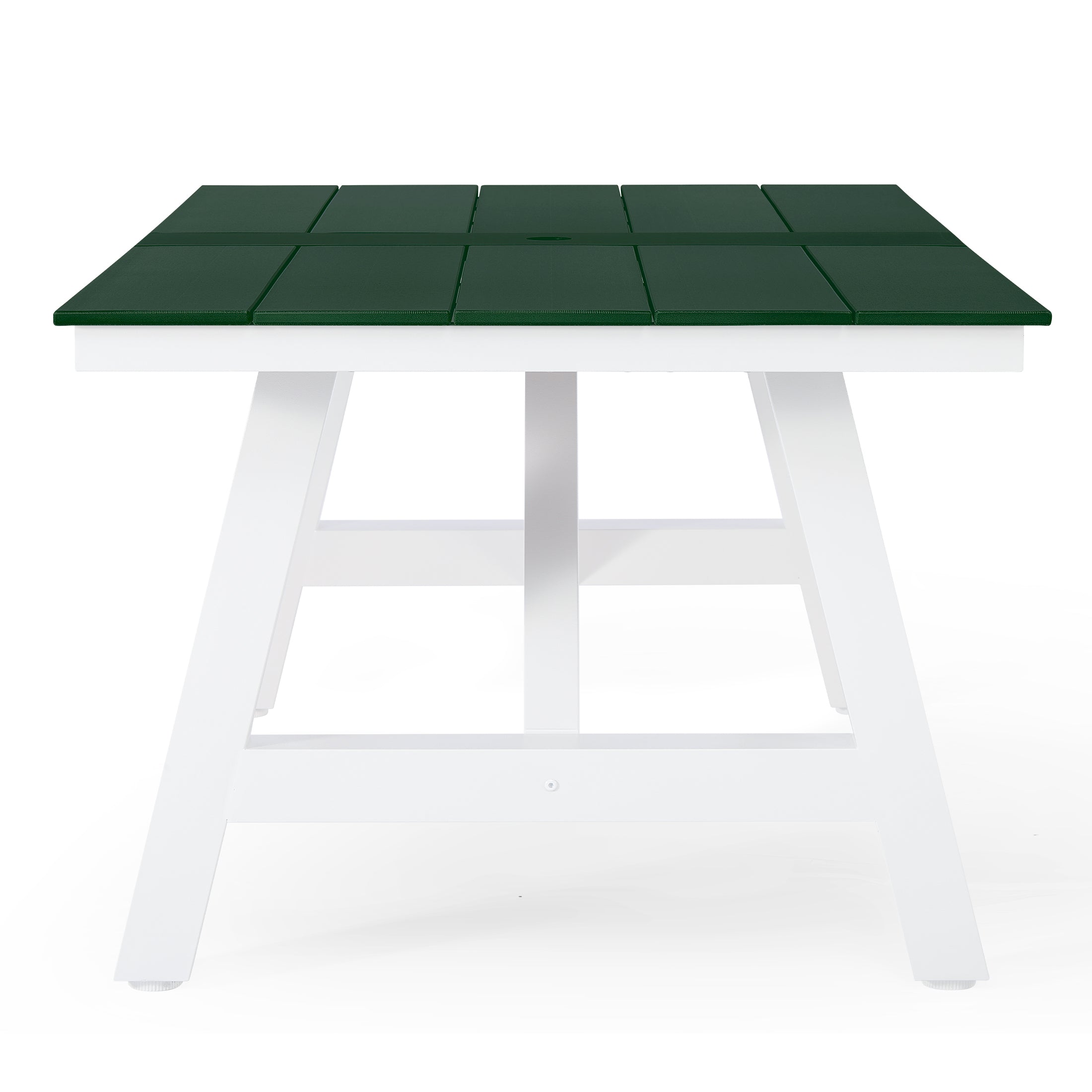 Cape May 90" HDPE Rectangle Outdoor Patio Dining Table With Umbrella Hole and Metal Frame