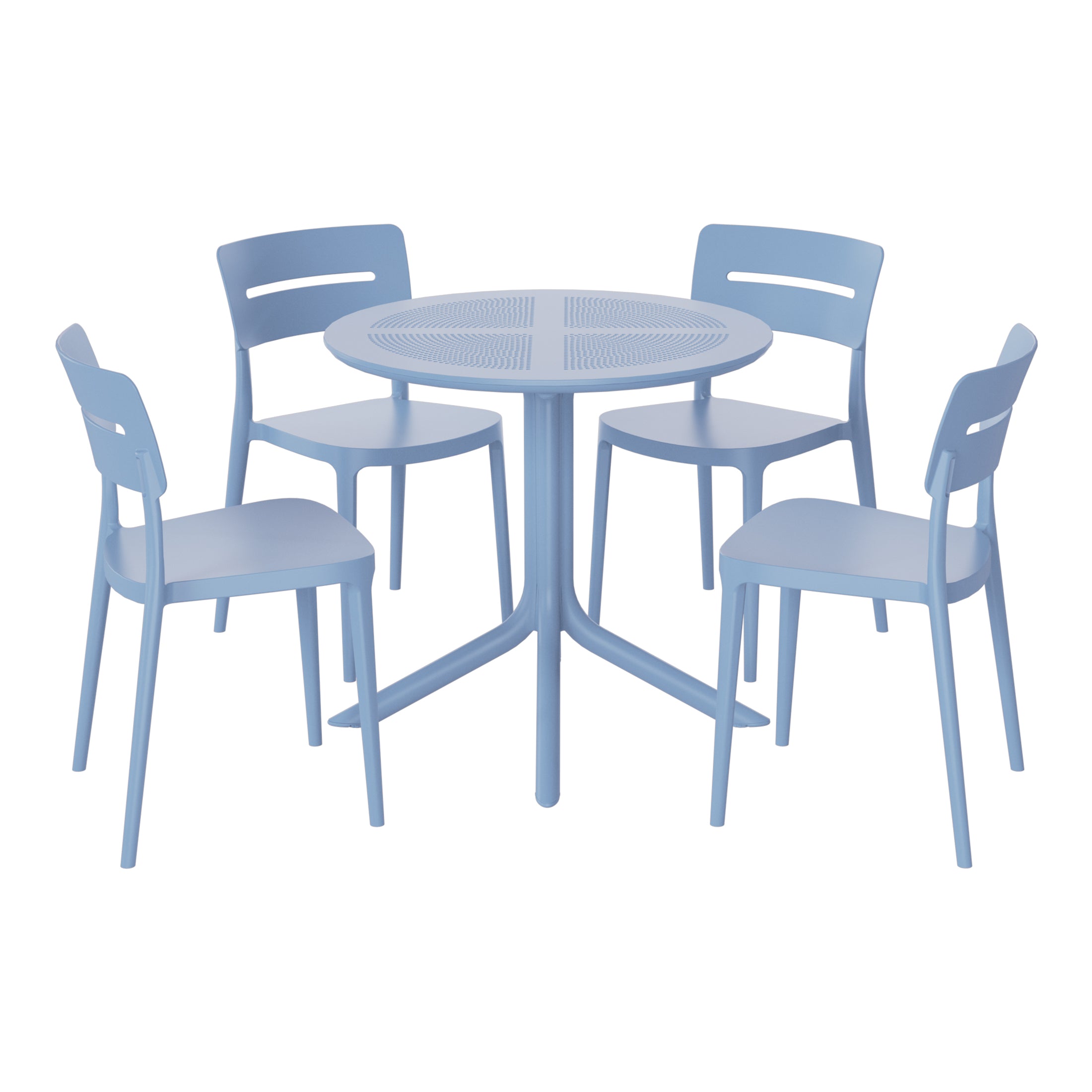 Playa Modern 5-Piece Resin Round Patio Dining Table Set with Stackable Patio Dining Chairs