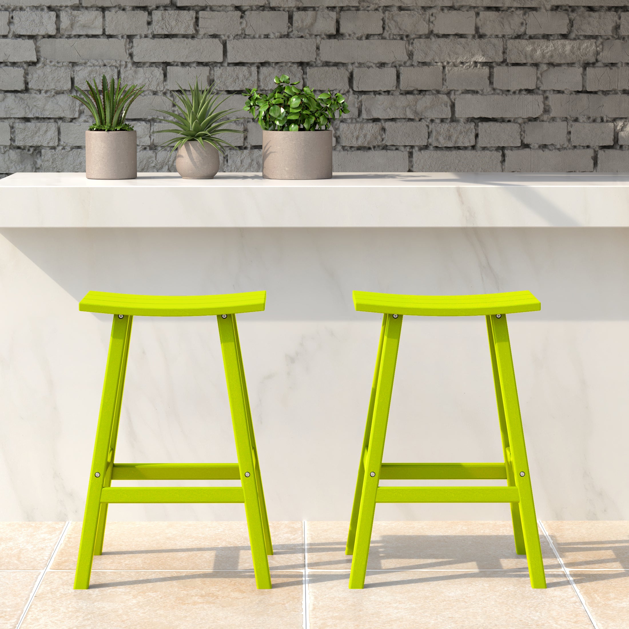Malibu 24" HDPE Outdoor Patio Counter Height Bar Stools (Set of 2)