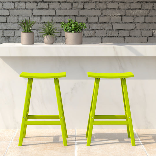 Malibu 2 piece set of 24" height Outdoor / Patio Saddle bar stools