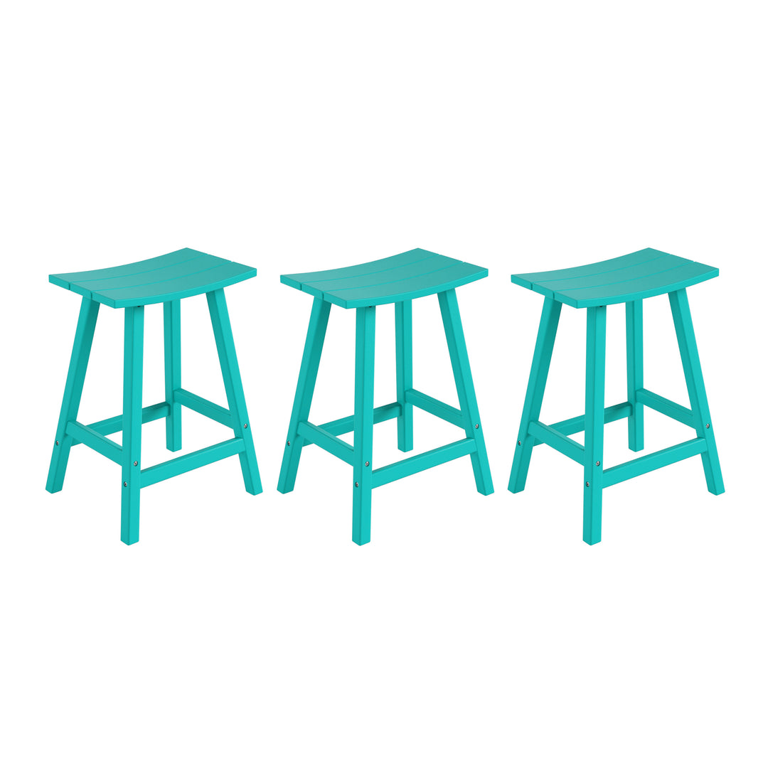 Malibu 24" HDPE Outdoor Patio Counter Height Bar Stools (Set of 3)