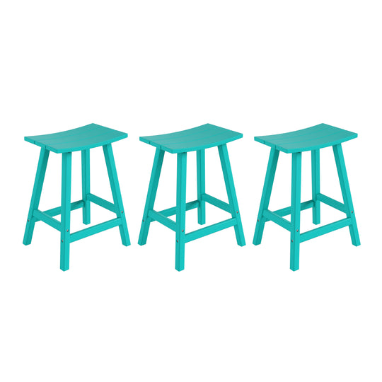 Malibu 24" HDPE Outdoor Patio Counter Height Bar Stools (Set of 3)