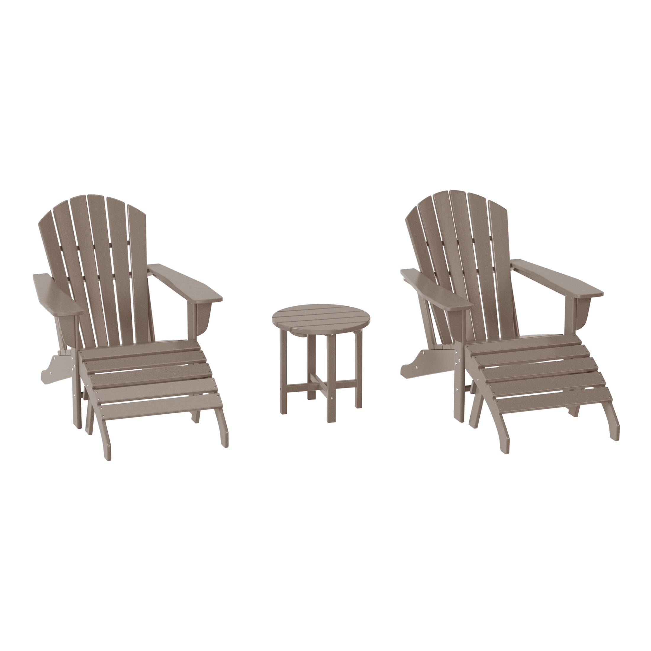 Dylan Outdoor Adirondack Chair With Ottoman And Side Table 5-Piece Set