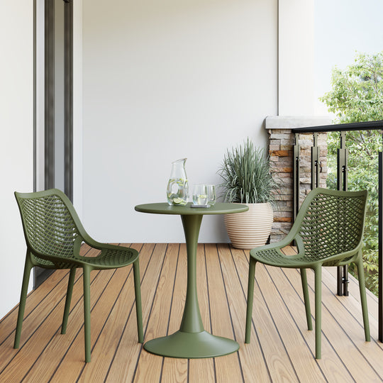 Playa Outdoor Stackable Modern Plastic Dining Chairs (Set of 2)