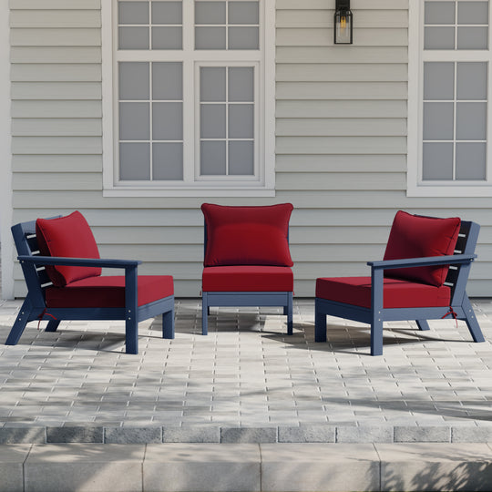 Avalon Outdoor Patio HDPE Sectional Sofa with Patio Cushions