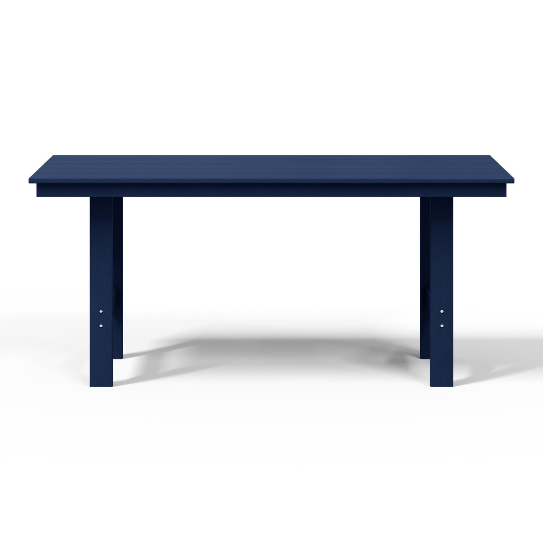 Ashore Outdoor Modern HDPE 66" Wide Rectangle Patio Dining Table for 6
