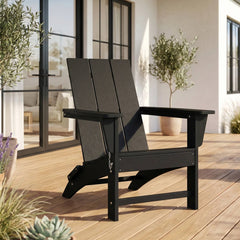 Ashore folding Adirondack chair in Black styled outdoors