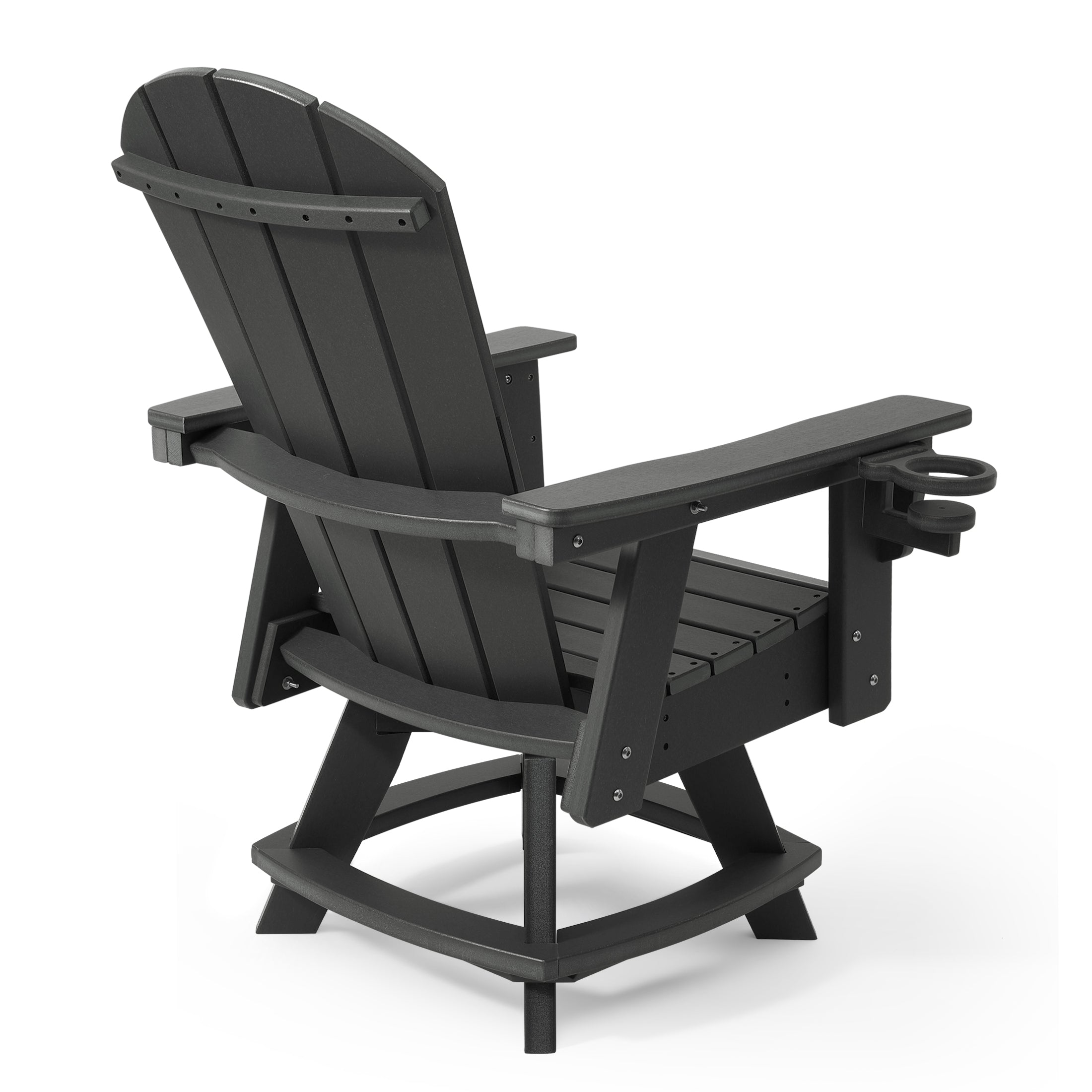 Malibu Outdoor HDPE Swivel Adirondack Patio Dining Chair With Cup Holder