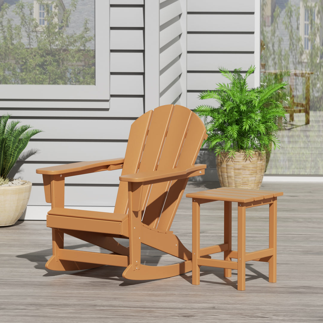 Malibu Outdoor Patio Rocking Adirondack Chairs with Side Table Set