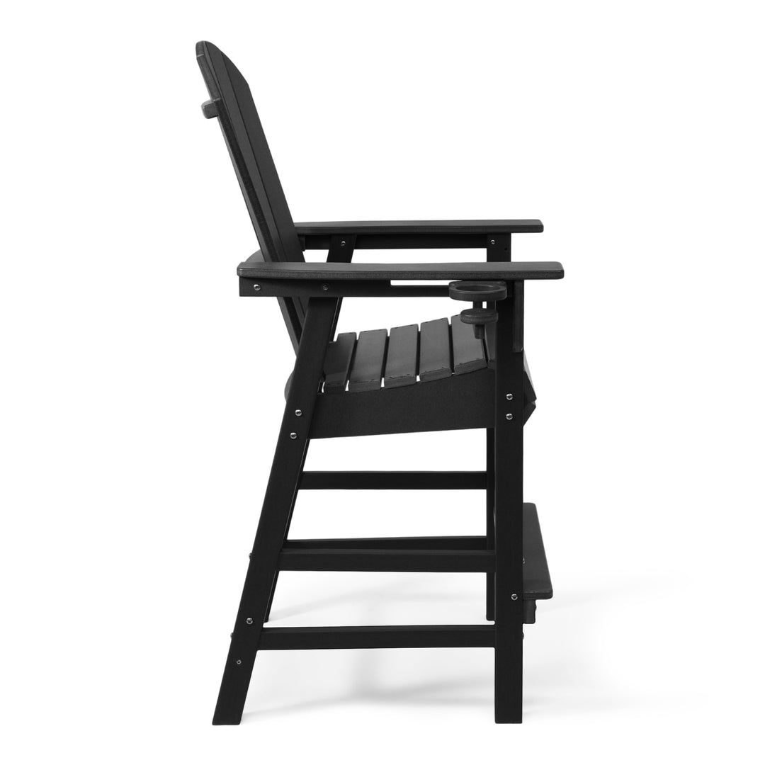 Malibu Outdoor HDPE Tall Adirondack Bar Height Chair With Cup Holder