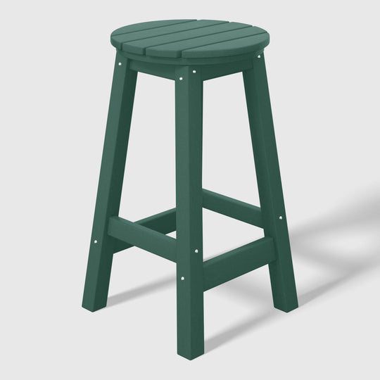 Malibu 24" HDPE Outdoor Patio Round Counter Height Bar Stool Set of 2