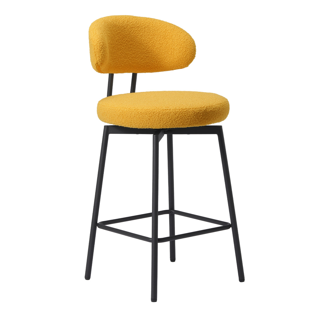 Alexandria Modern Upholstered Sherpa Fabric Counter Height Bar Stools with Back (Set of 2)