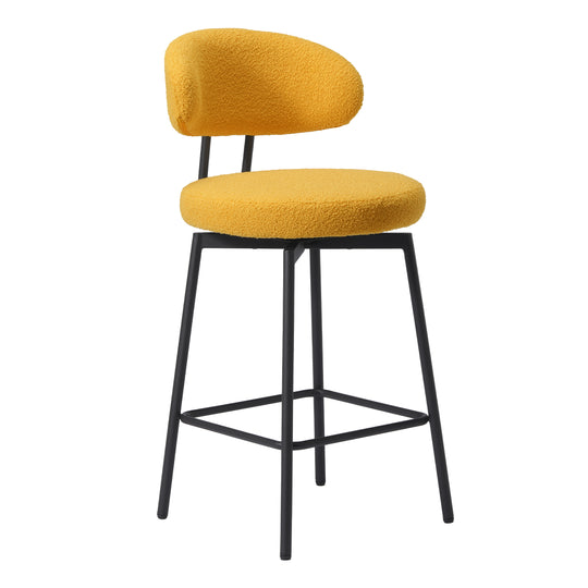 Alexandria Modern Upholstered Sherpa Fabric Counter Height Bar Stools with Back (Set of 2)