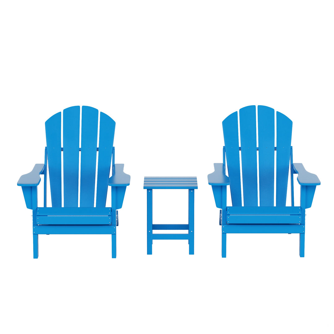 Malibu Westintrends 3-Piece set Outdoor / Patio Poly Adirondack chair set with a side table ( 2 seater )