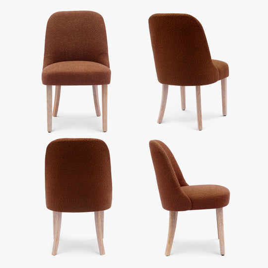 Genevieve Mid-Century Modern Upholstered Boucle Dining Chair (Set of 4)