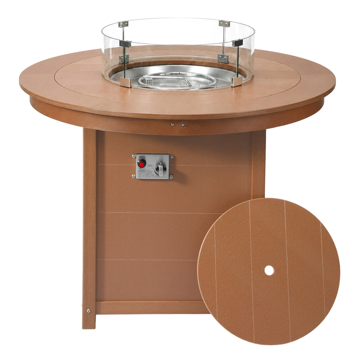 Helios 47" Modern Outdoor Patio Propane Round Counter Height Fire Pit Table