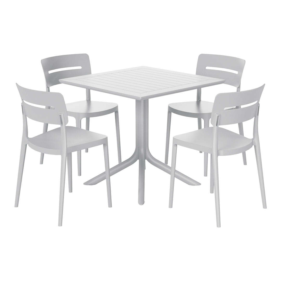 Playa Modern 5-Piece Resin Patio Dining Table Set with Stackable Patio Dining Chairs