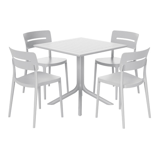 Playa Modern 5-Piece Resin Patio Dining Table Set with Stackable Patio Dining Chairs