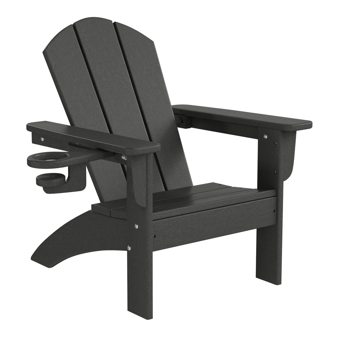 Malibu 3-Piece Kids HDPE Adirondack Chairs Set with Square Side Table and Cup Holders