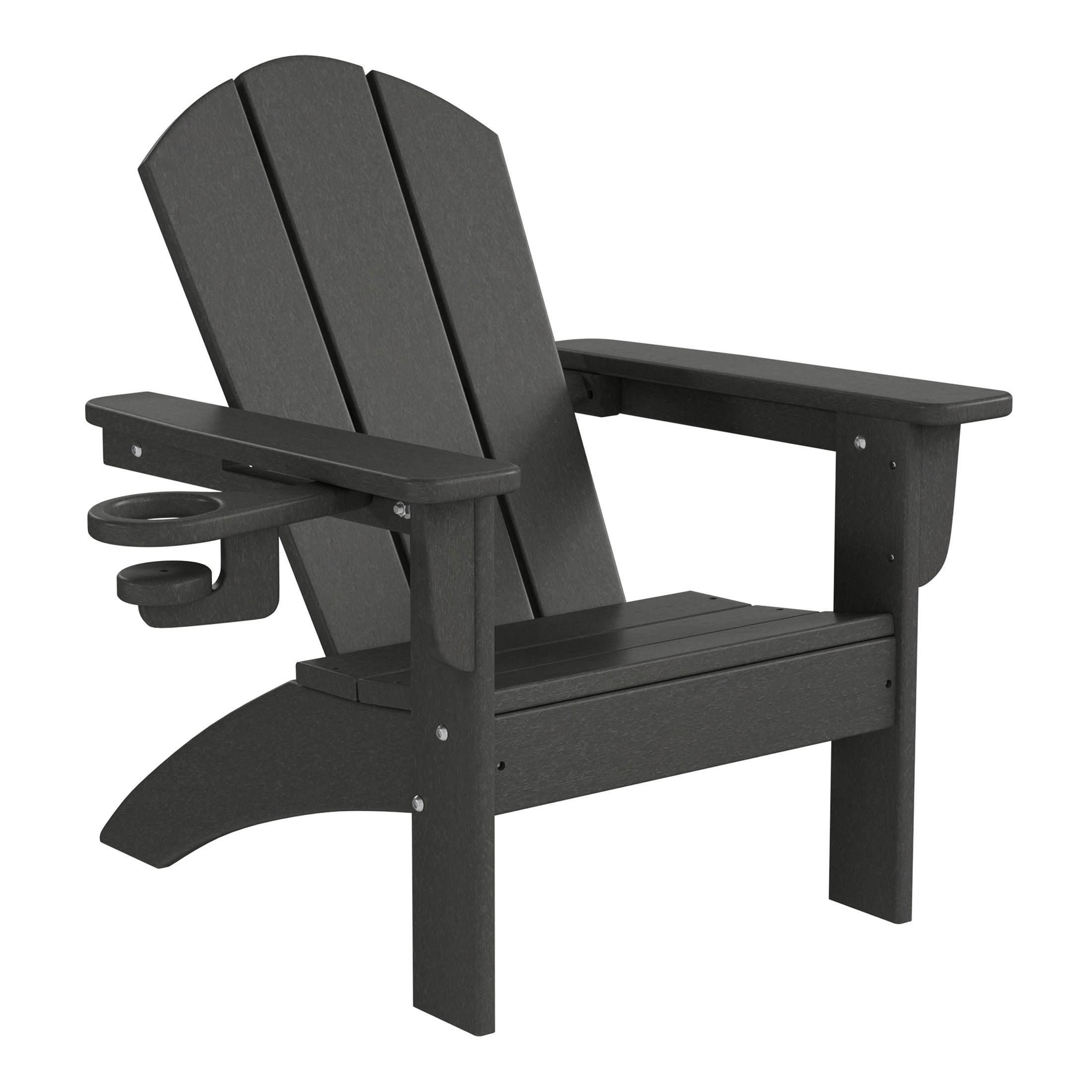 Malibu 3-Piece Kids HDPE Adirondack Chairs Set with Square Side Table and Cup Holders