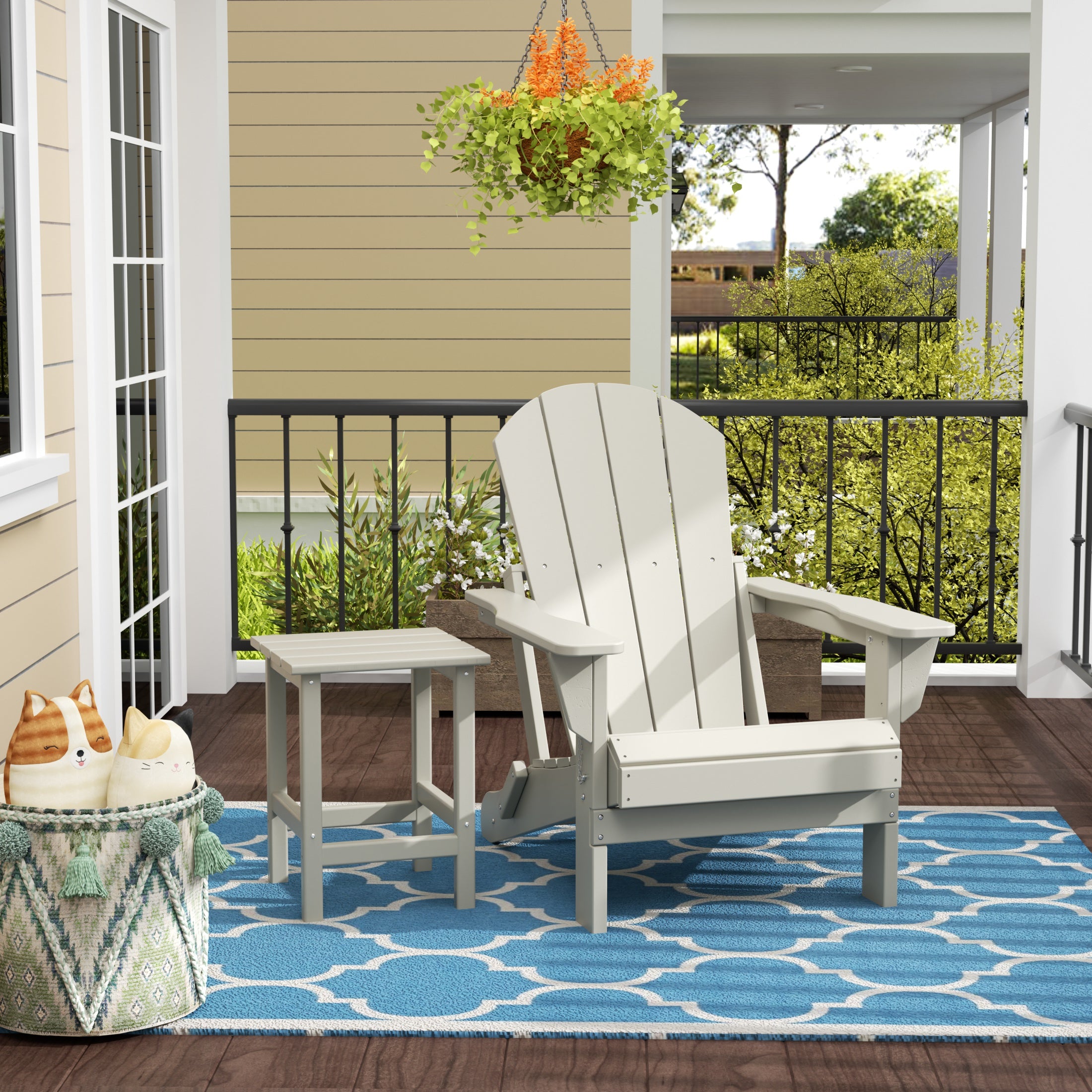 Malibu 2 piece set outdoor folding Poly Adirondack chair with side table