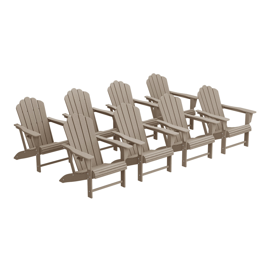 Highland Outdoor Patio HDPE Adirondack Chairs With Cup Holders (Set of 8)