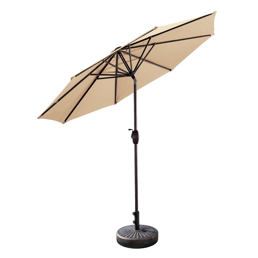 Paolo 9 ft. Patio Umbrella with Bronze Round Weight Base Kit