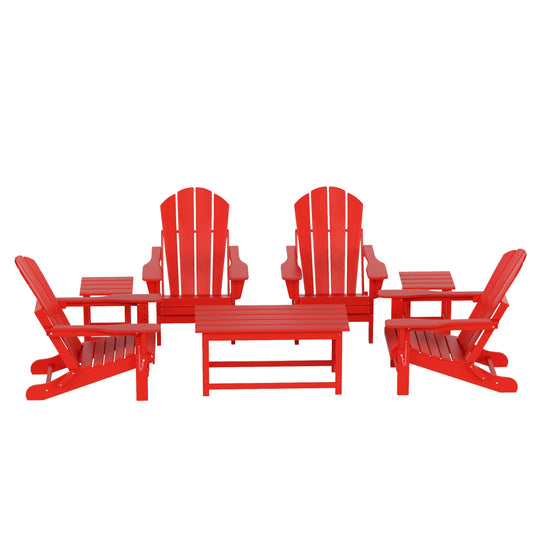 Malibu Westintrends 7-Piece set Outdoor / Patio Adirondack chairs with a Coffee and tWestintrends side tables ( 4 seater )