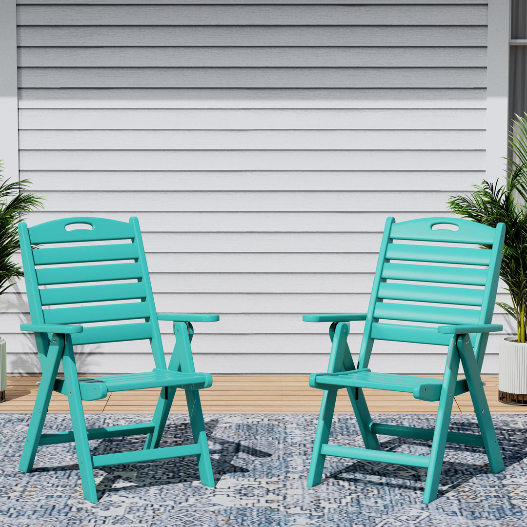 Azura HDPE Adjustable Highback Folding Outdoor Patio Dining Chairs Set of 2