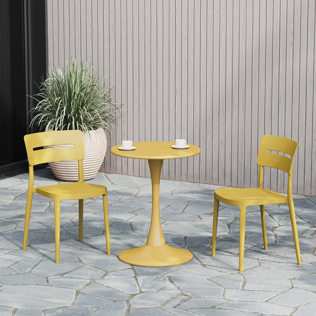 Playa Outdoor Modern Stackable Plastic Patio Dining Chairs (Set of 2)