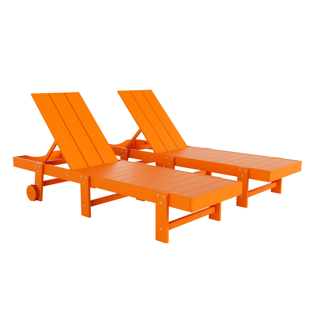 Ashore Modern Poly Reclining Chaise Lounge With Wheels