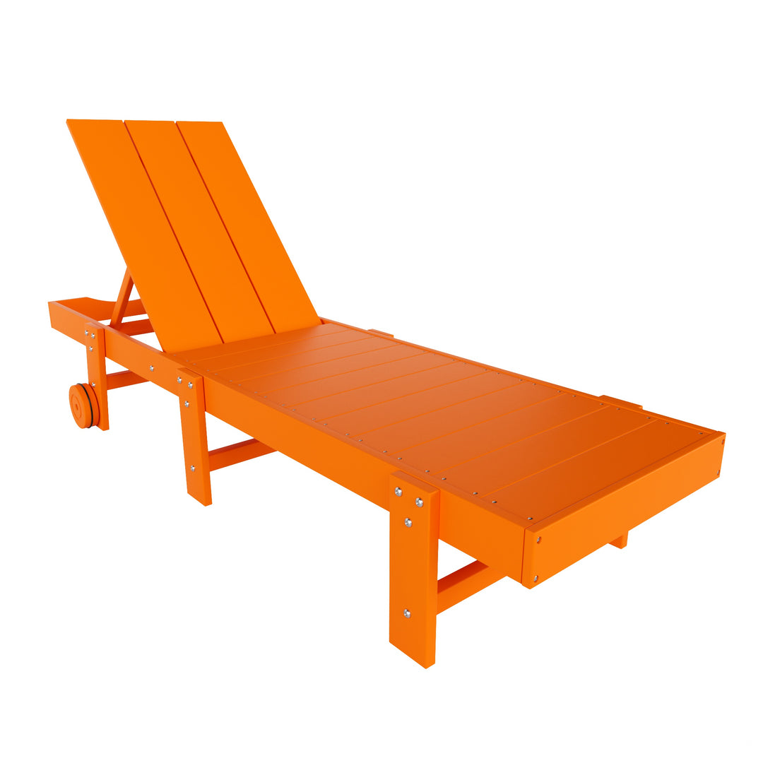 Ashore Modern Poly Reclining Chaise Lounge With Wheels