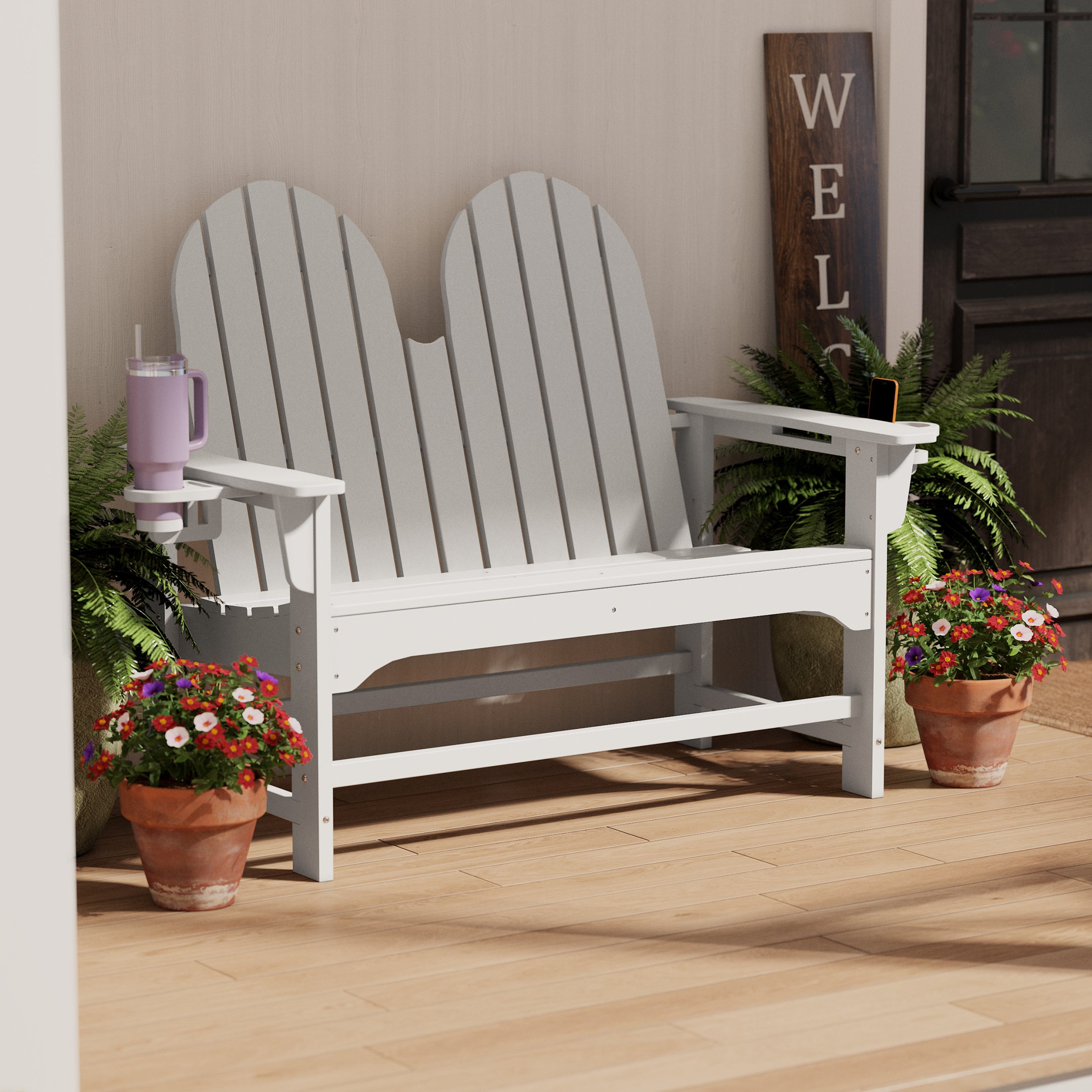 St. Augustine Outdoor Patio 49" HDPE Adirondack Garden Bench